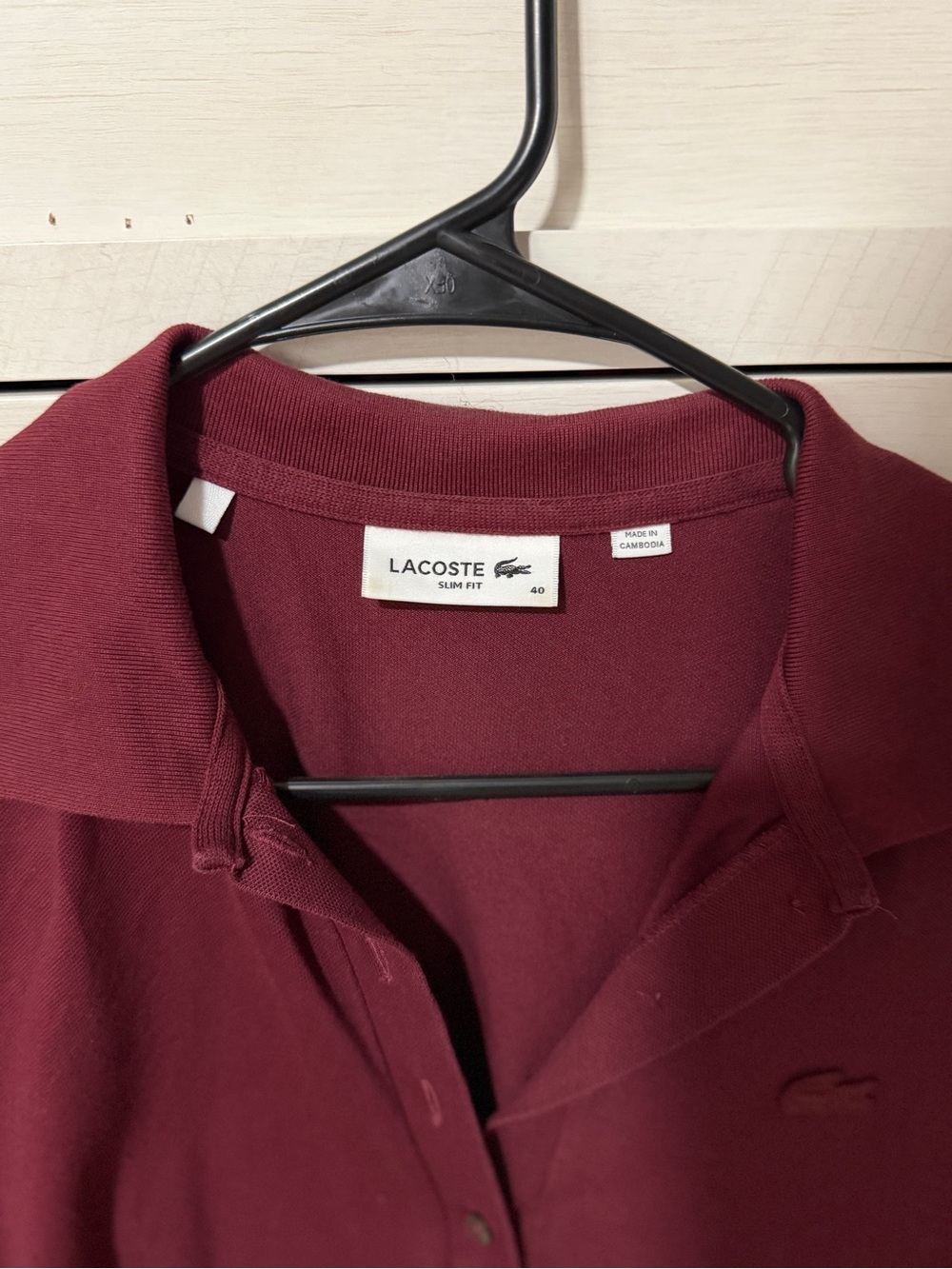 Lacoste Women's Slim Fit Burgundy Polo Shirt - Picture 3 of 3